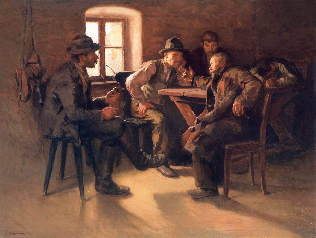 Conversation Sandor Nyilasy Oil Painting